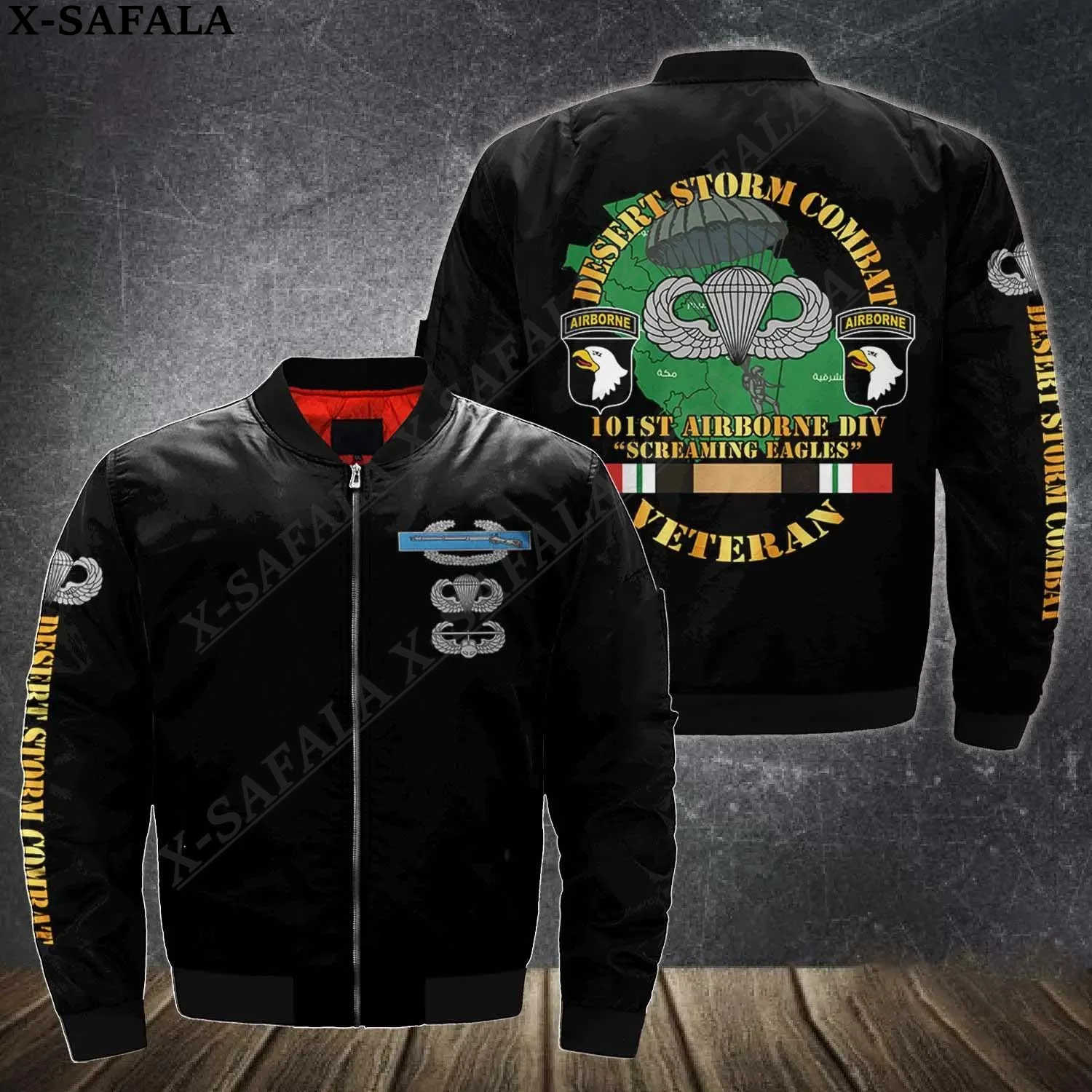 101St Airborne Army Veterano 3D Bomber Giacche Giacca Con Cerniera Cappotto Spesso Casual Unisex Harajuku Uomo Donna Streetwea-2