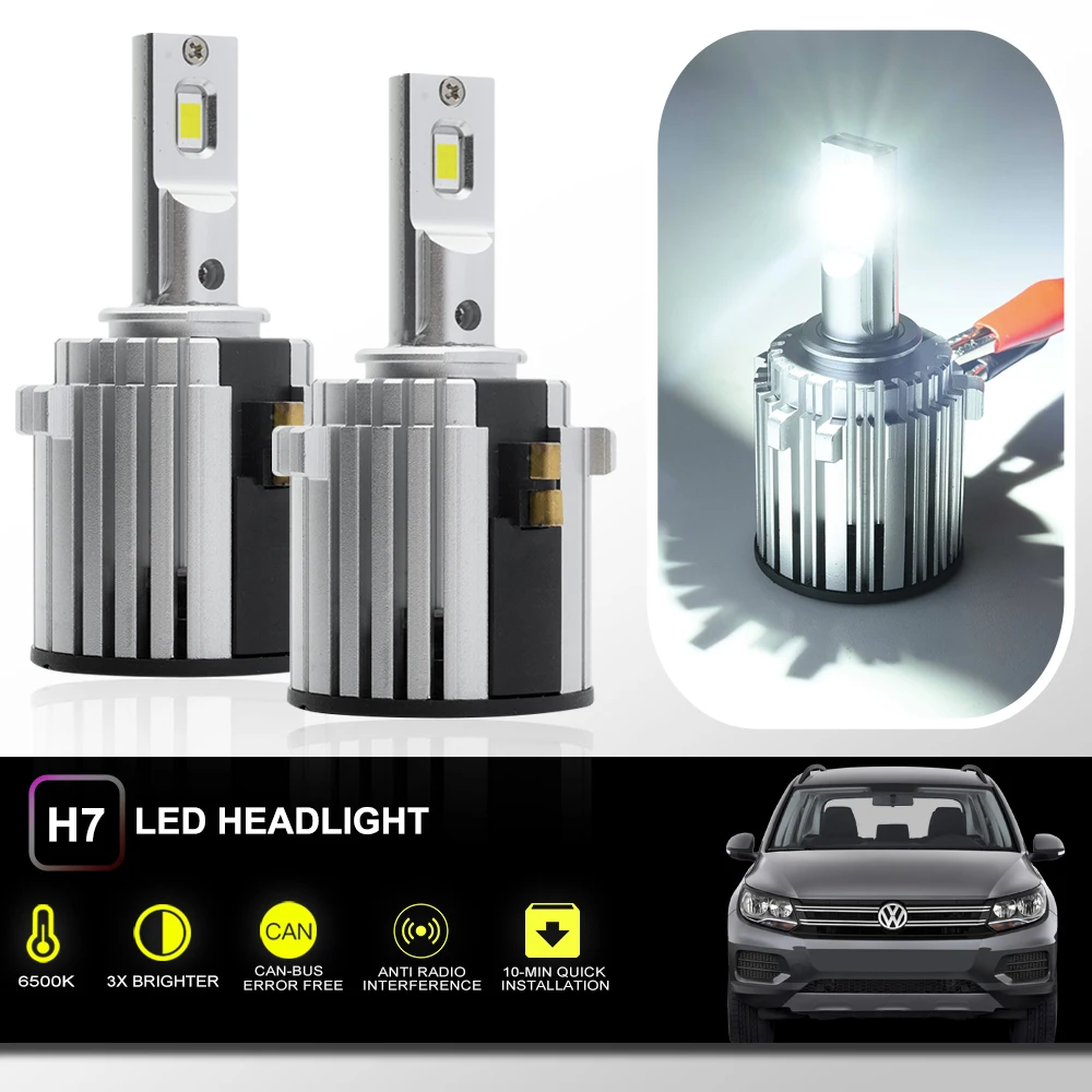 Per Vw Tiguan 12-17 T-Roc 18-23 Touran 10-23 Sharan 10-22 All-In-One H7 Anabbagliante Led Sostituzione Faro Canbus Error Free