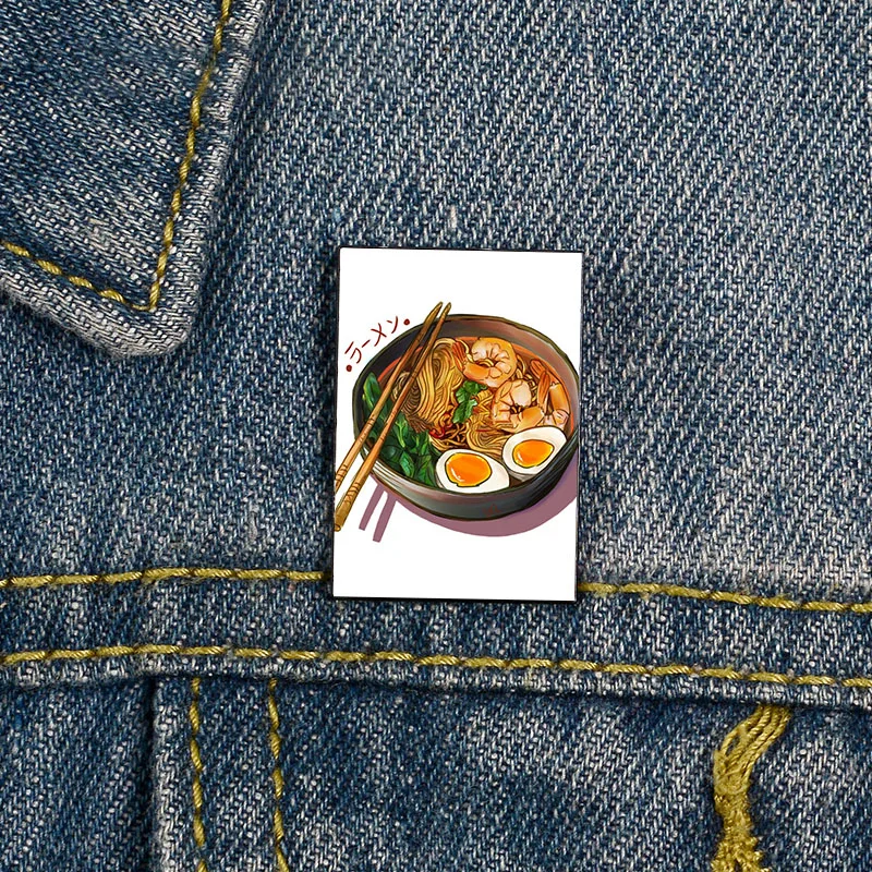 Moda Japanses Ramen Noodles Ciotola Stampata Spilla Vintage Spille Camicia Risvolto Insegnante Borsa Carino Distintivo Cartoon Pin S Per Amante Ragazz