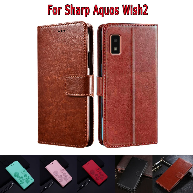 Custodia In Pelle Per Sharp Aquos Wish2 Sh-51C Smartphone Cover Coque Per Carcasa Sharp Aquos Wish Shg06 Sh-M20 5.7 "Funda Mujer Etui
