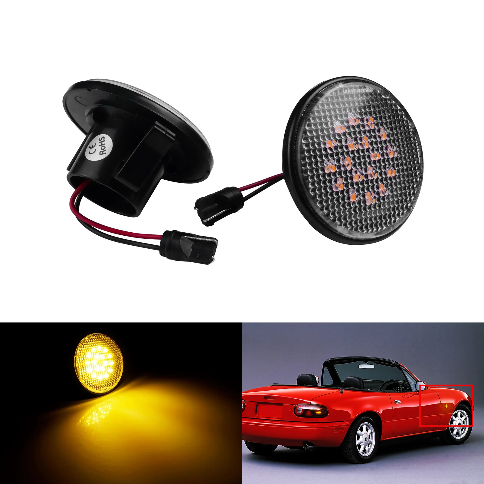 Luce Ripetitore Laterale Indicatore Led Ambra 2 Pezzi Per Mazda Mx5 1990-2015 Mk1 Mk2 Mk3