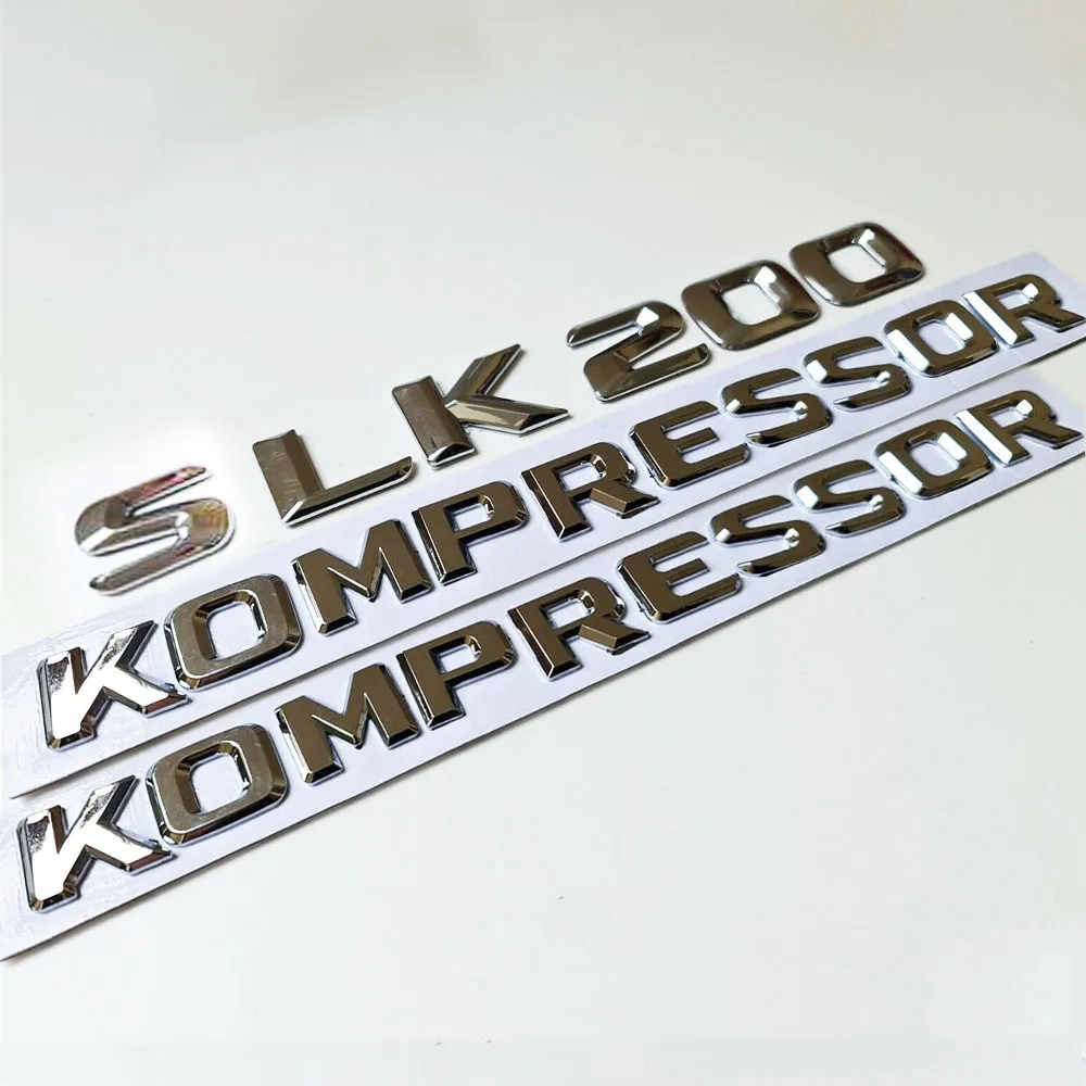 1Set Argento Per Slk200 Kompressor Logo Badge Sticker Car Trunk Fender Emblems Sticker Per Mercedes Benz Auto Sticker Decorazione