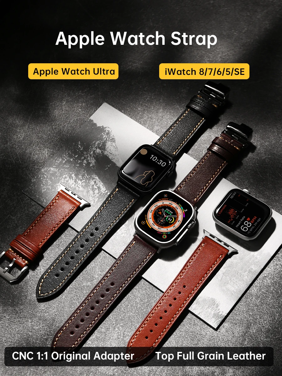 Cinturino In Pelle Per Apple Watch Ultra 2 49Mm Series 9 8 7 6 Se Hermes Accessori Bracciali 45Mm 44Mm 41Mm 40Mm Cinturino Apple Watch