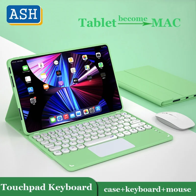 Custodia Per Tastiera Touchpad Con Cappuccio Rotondo Ash Per Samsung Galaxy Tab A7 Lite 8.7 T220 T225 Custodia Per Tastiera Mini Trackpad