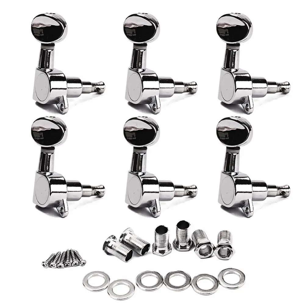 6Pcs 6R Teste Della Macchina Per Chitarra Corde Per Chitarra Acustica Elettrica In Metallo Pioli Per Accordatura Chiavi Teste Della Macchina Sintonizz