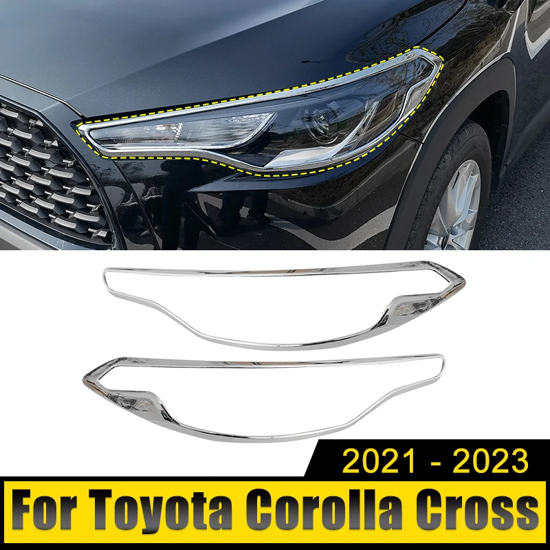 Per Toyota Corolla Cross Xg10 2021 2022 2023 Hybrid Abs Car Front Head Light Faro Copertura Della Lampada Trim Molding Frame Stickers
