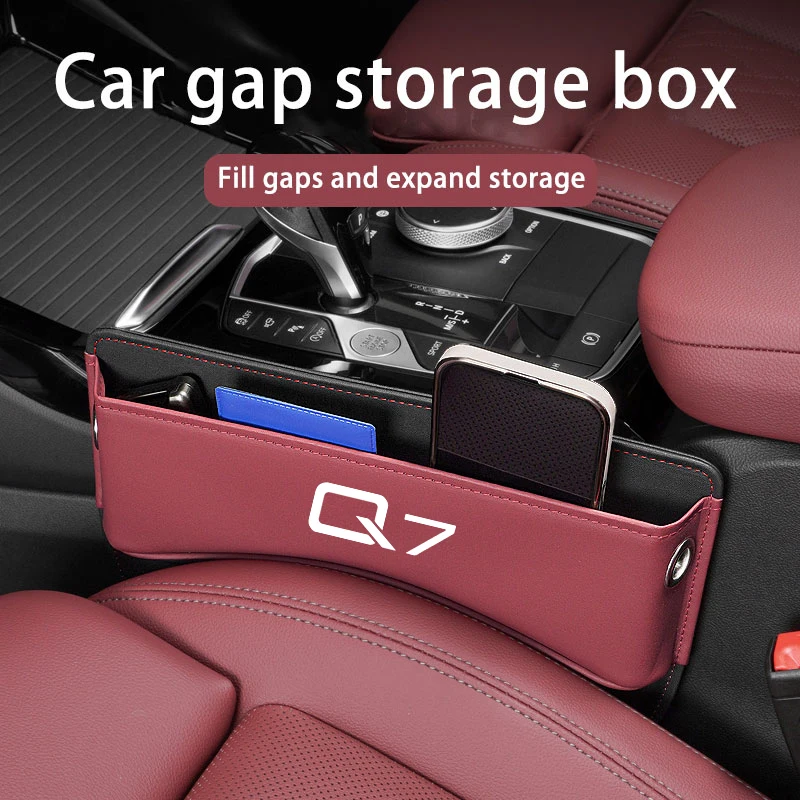 Per Audi Q7 Car Seat Gap Organizer In Pelle Auto Console Side Crevice Storage Box Accessori Interni