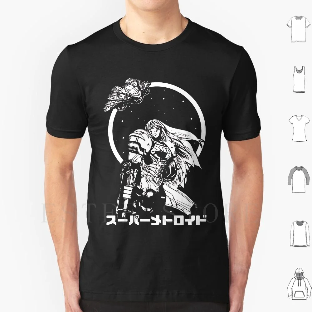 Samus Aran T Shirt Fai Da Te Big Size 100% Cotone Samus Aran Samus Aran Metroid Luigi Gunship Gaming Videogames Retro Old School