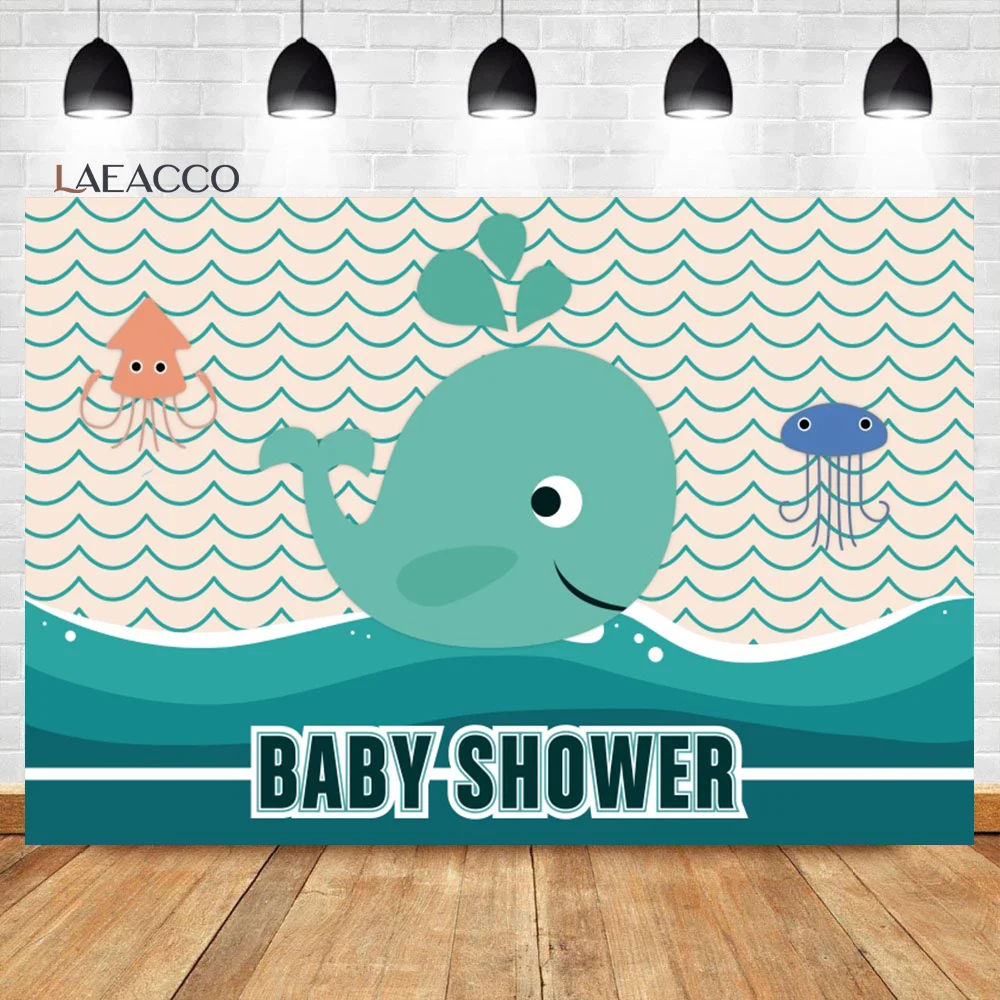 Laacco Ocean Sea Baby Shower Sfondo Sotto Il Mare Octopus Whale Shark Kid Compleanno Ritratto Personalizzato Fotografia Sfondo