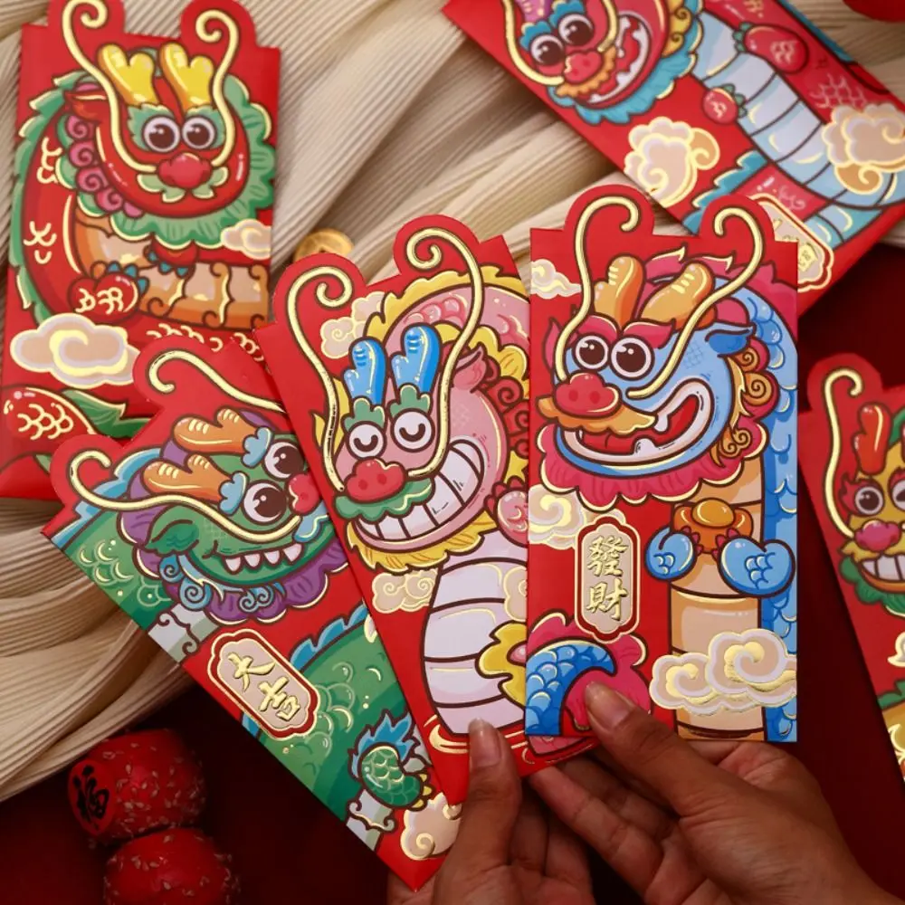 Luck Money Bag Busta Rossa 6 Pz/Set Dragon Pattern Best Wishes Money Bags 2024 Pacchetto Di Capodanno Hongbao Matrimonio Compleanno