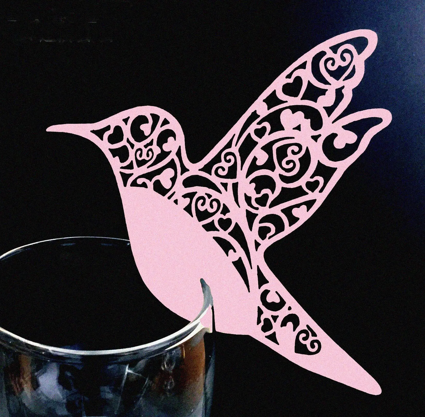 100Pcs Wedding White Bird Seat Card Hollow Paper Cup Card Wine Glass Decoration Wishing Paper Card