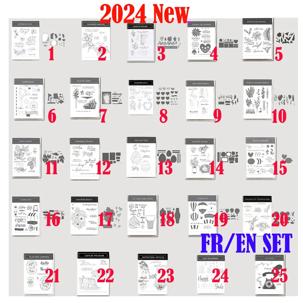 2024 Nuovi Set Clear Stamp And Die Wish French Diy Scrapbook Carte Di Carta Modello Di Goffratura Spring Stamping Plate Dies Up Craft