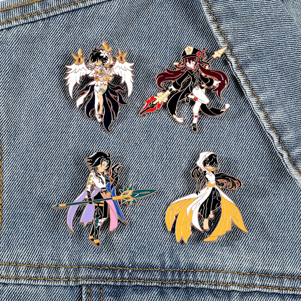 Gioco Genshin Impact Account Figura Spilla Smaltata Per Giacche Zaino Camicia Borsa Cappello Personaggi Distintivi Con Risvolto In Metallo Fan Delle D