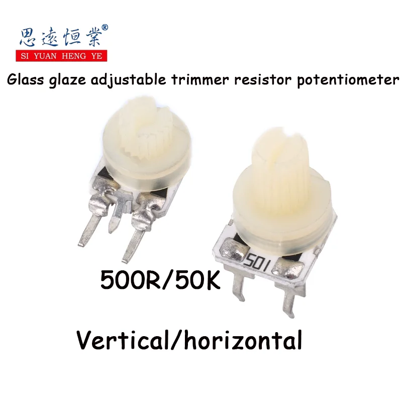 Potenziometro Resistore Trimmer Regolabile In Vetro Da 10 Pezzi 085 Verticale/Orizzontale 500 Euro /50K Euro Band Handle