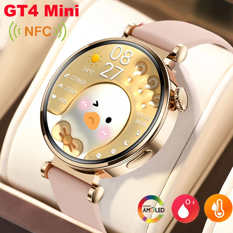 Per Android Os Watch Gt4 Mini Smart Watch Women Gps Tracker Schermo Amoled Bluetooth Call Fashion Smartwatch Caricabatterie Wireless