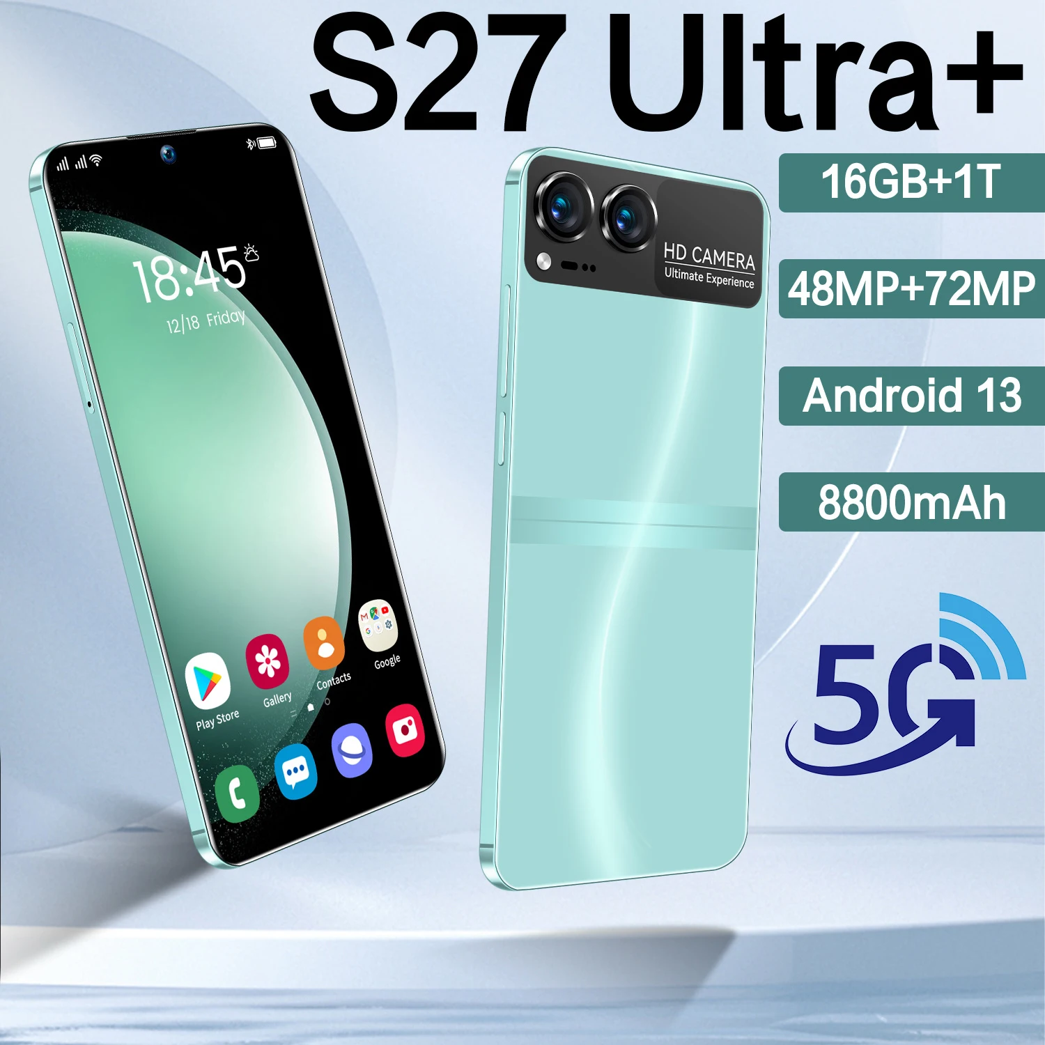 Schermo Globale S27 Ultra + 7.3Hd 16Gb + 1Tb 8800Mah Android13 Celulare Dual Sim Face Sbloccato 5G Tablet Cellulare Originale