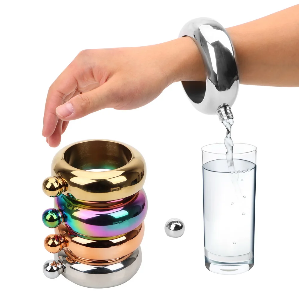 Hilife 3.5 Oz Round Chic Hip Flask Drinkware Accessori Bangle Hip Flask Bracciale Elegante Bottiglia Di Vino Per Whisky Vodka Alcohol