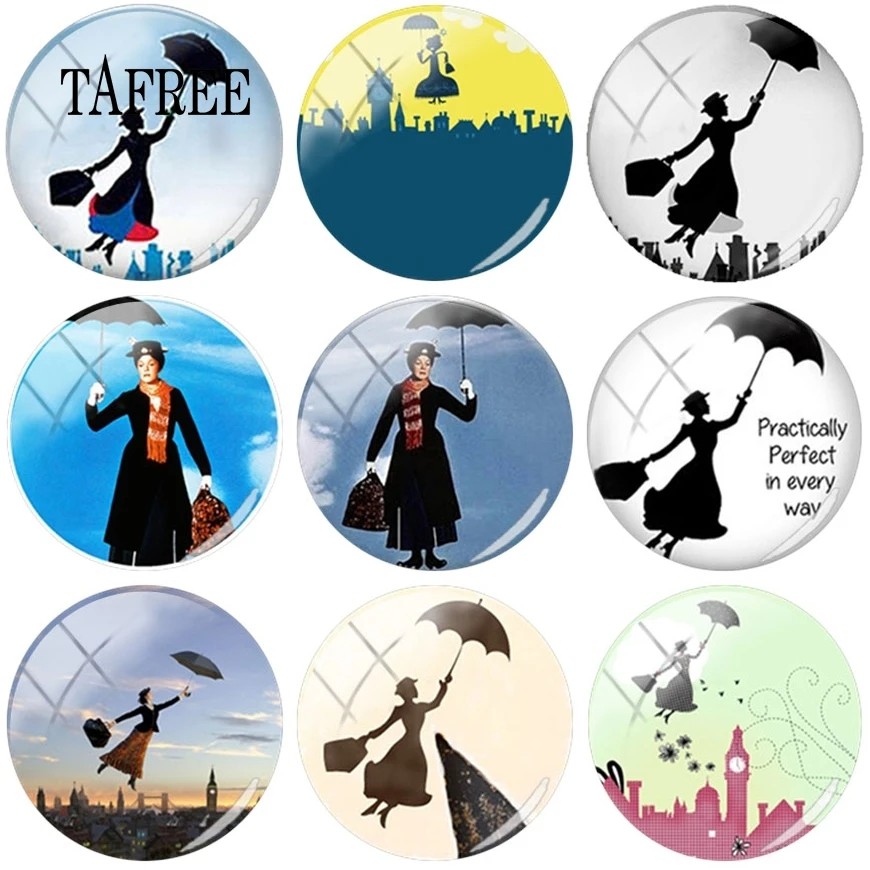 Tafree Classic Film Mary Poppins Picture Diy 25Mm Cupola Cabochon In Vetro Per Bracciale Collana Orecchini Charms Risultati Dei Gioielli