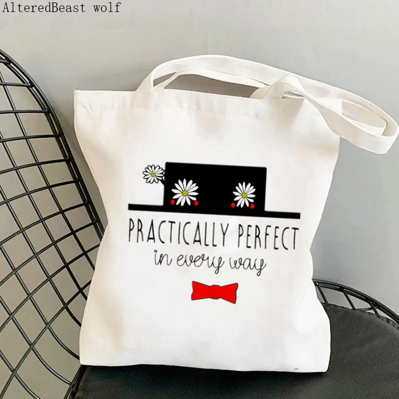 Shopper Donna Mary Poppins Praticamente Kawaii Bag Harajuku Shopping Canvas Shopper Bag Girl Handbag Tote Shoulder Lady Bag
