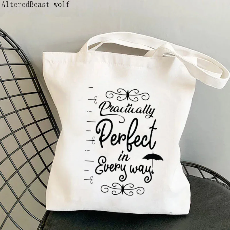 Shopper Da Donna Praticamente Perfetto In Ogni Modo Mary Poppins Bag Harajuku Shopping Canvas Bag Girl Handbag Tote Shoulder Lady Bag