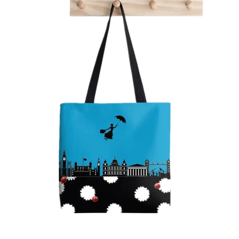 2021 Shopper Mary Poppins Ombrello Dipinto Tote Bag Donna Harajuku Shopper Borsa Ragazza Spalla Shopping Bag Lady Canvas Bag