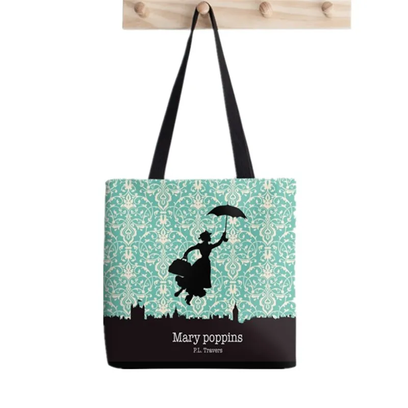 2021 Shopper Mary Poppins Ombrello Dipinto Tote Bag Donna Harajuku Shopper Borsa Ragazza Spalla Shopping Bag Lady Canvas Bag