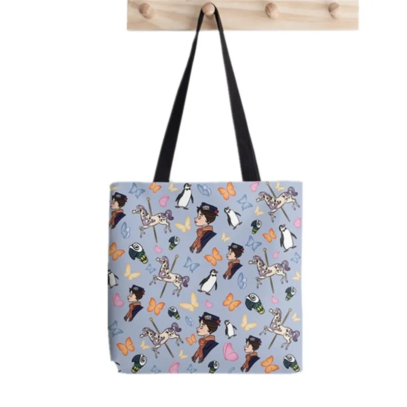 2021 Shopper Mary Poppins Modello Dipinto Tote Bag Donna Harajuku Shopper Borsa Ragazza Spalla Shopping Bag Lady Canvas Bag