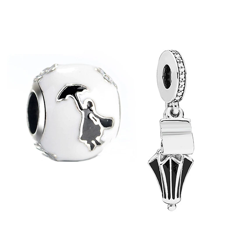 Fit Pandora Disney Anime Beads Mary Poppins Ombrello Ciondolo Charms Bracciale Per Donna Accessori Gioielli Regalo Braccialetto Per Ragazze Fai Da Te