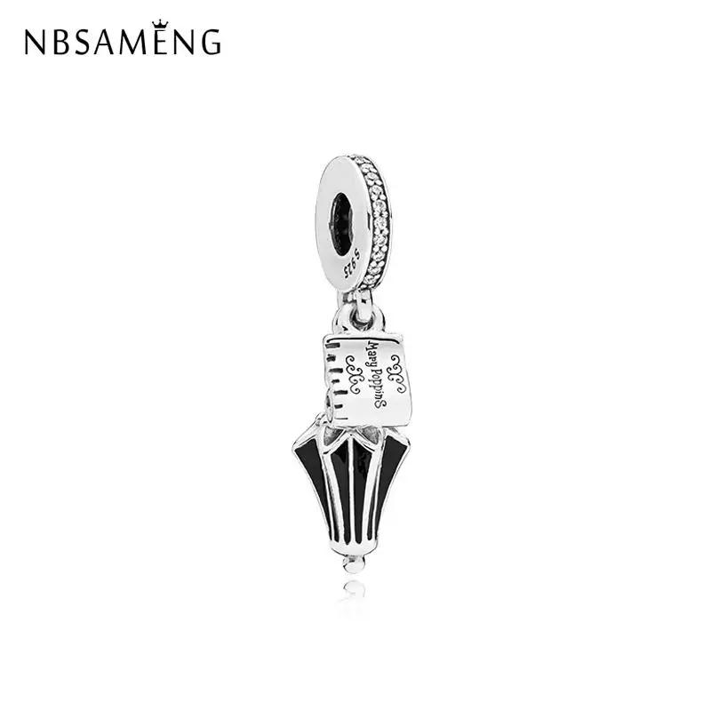 Autentico 925 Sterling Silver Bead Di Fascino Mary Poppins Umbrella Pendente Di Cristallo Di Fascino Del Pendente Misura I Braccialetti Gioielli Fai D