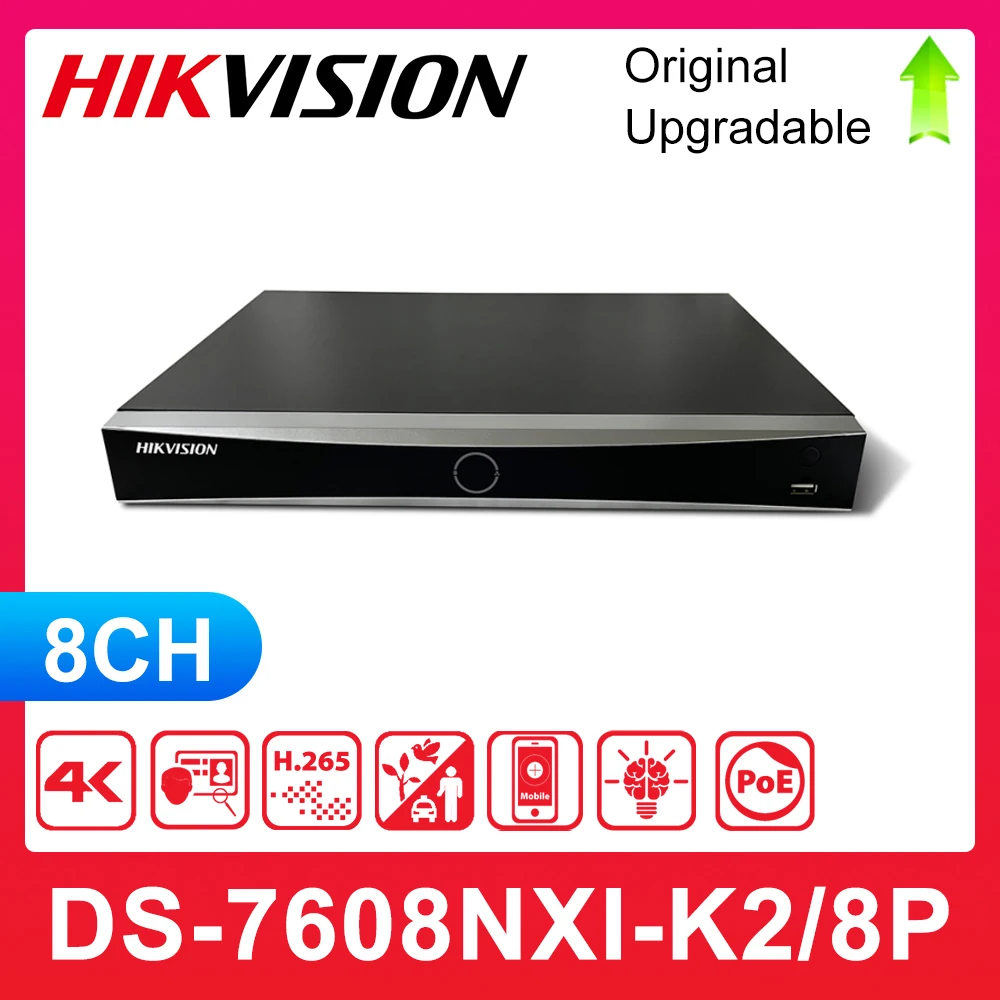 Hikvision 4K Nvr 8-Ch Ds-7608Nxi-K2/8P 16-Ch Ds-7616Nxi-K2/16 P 8/16 Porte Poe Registratore Video Di Rete Di Riconoscimento Facciale Acusense