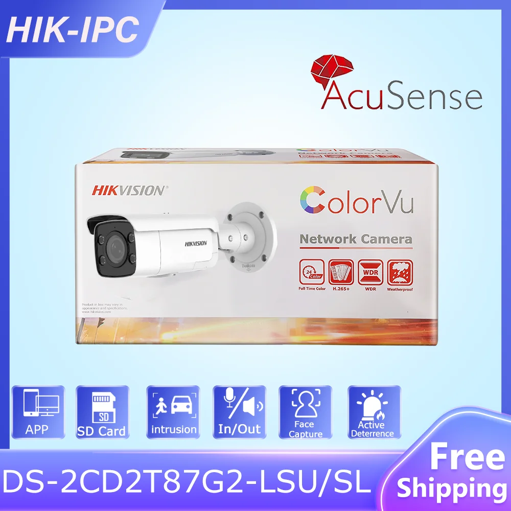 Hik 8Mp Colorvu Bullet Ip Camera Ds-2Cd2T87G2-Lsu/Sl Luce Stroboscopica E Avviso Acustico Telecamera Di Sorveglianza Audio Bidirezionale Integrata