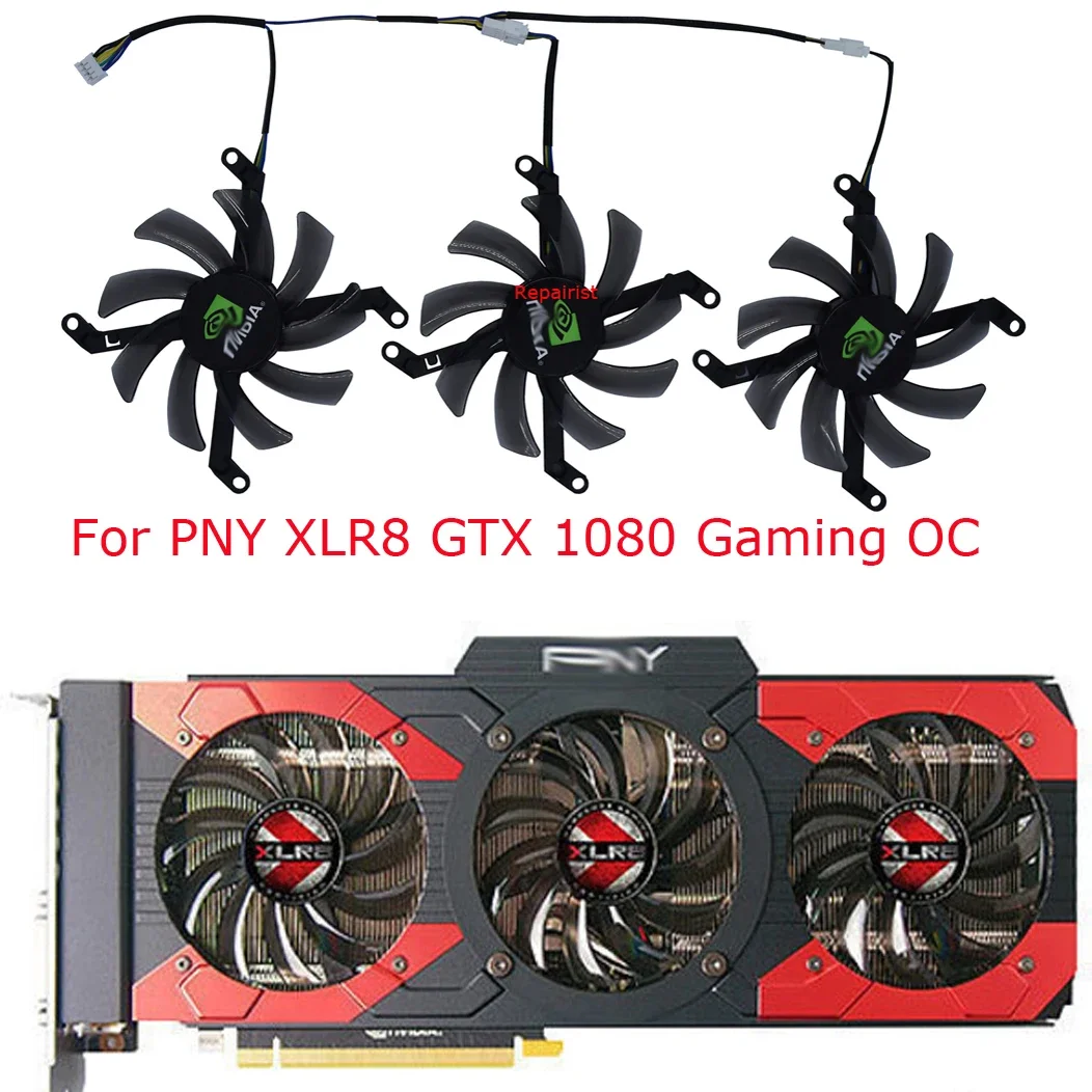 3 Pz/Set, Dispositivo Di Raffreddamento Vga, T129215Su, Ventola Della Scheda Grafica, Per Pny Xlr8 Gtx 1080Ti Gaming Oc V2, Per Pny Xlr8 Gtx 1080 Gami