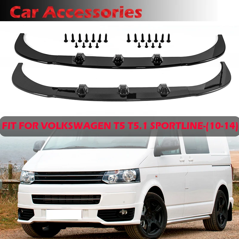Rhyming Paraurti Anteriore Splitter Lip Spoiler Gloss Nero/Fibra Di Carbonio Misura Per Volkswagen Vw T5 T5.1 Sportline 2010-2014