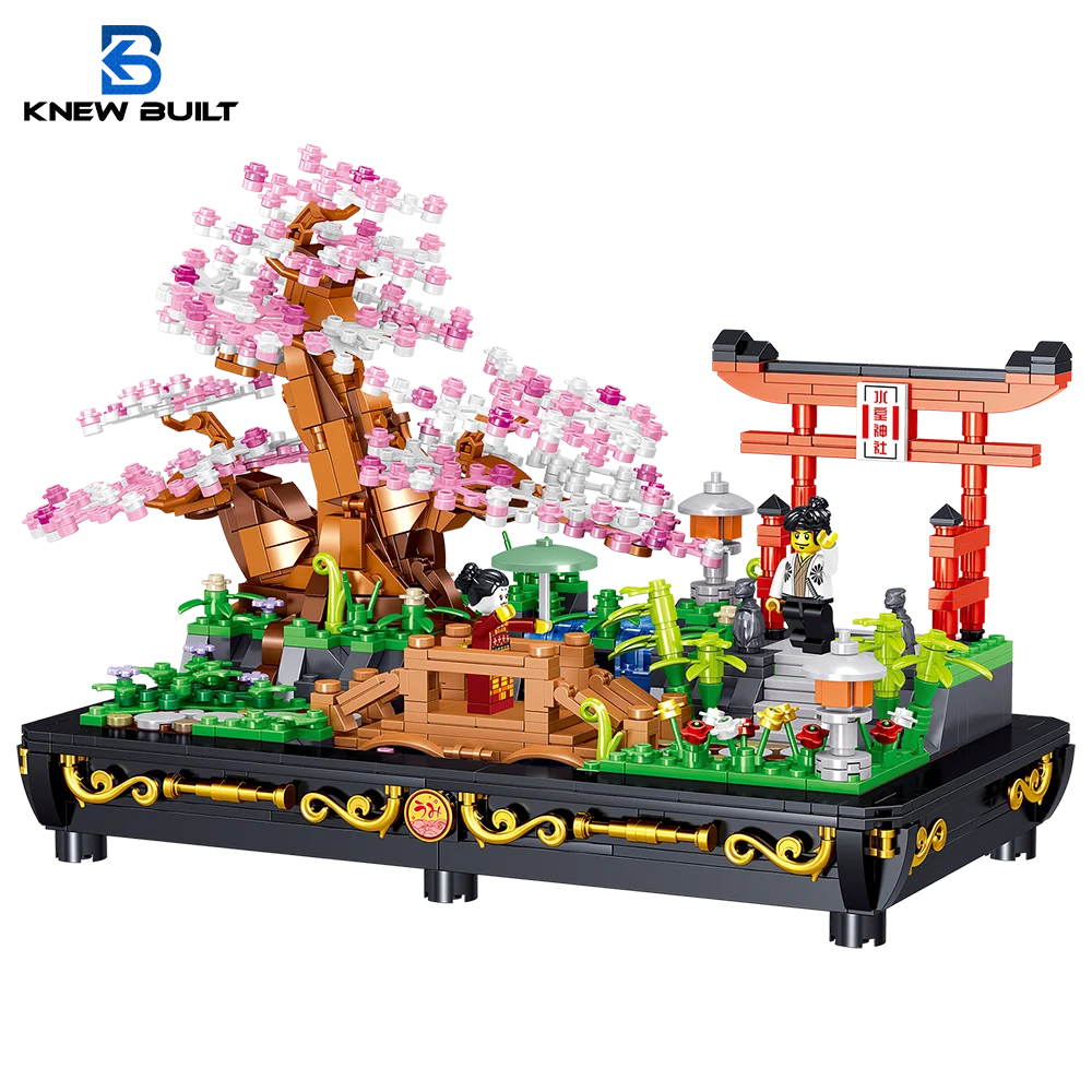Known Built Cherry Blossoms Bonsai Building Blocks Modello 3D Giocattolo Decorazione Della Casa Pianta Verde Pino Doofu Succulente Assemblaggio Matton