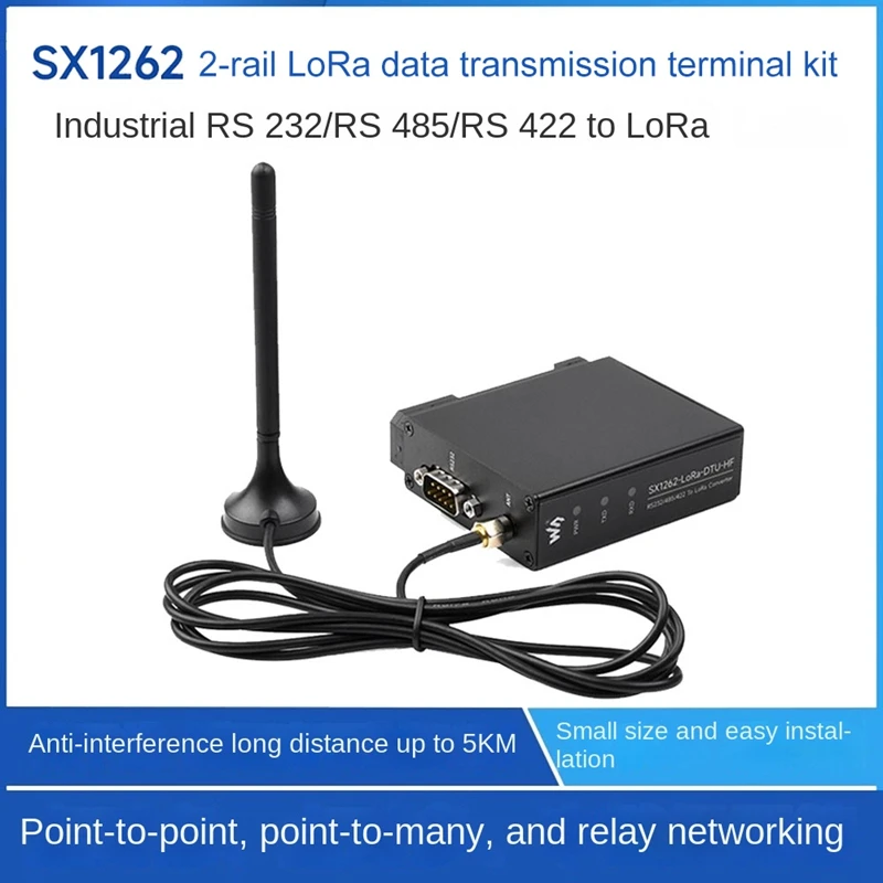 Waveshare Sx1262-Lora-Dtu-Hf 850-930Mhz Binario Di Guida Lora Terminale Di Trasmissione Dati Dtu Rs232/Rs485/Rs422 A Lora Per Sub Ghz Hf