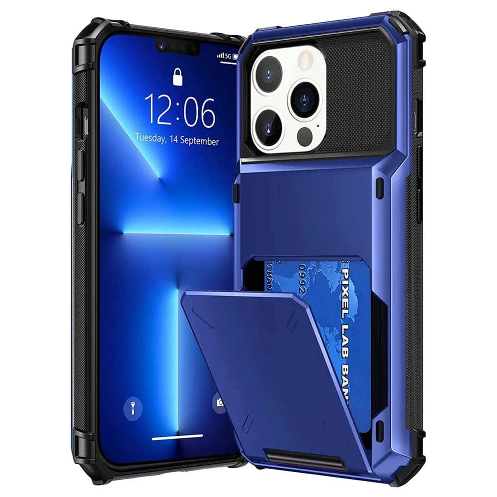 For Iphone 14 Pro Max Case For Iphone 14 Pro Max Card Holder Case Dual Layer Hybrid Hard Cover For Iphone 14 13 12 11 Pro Max