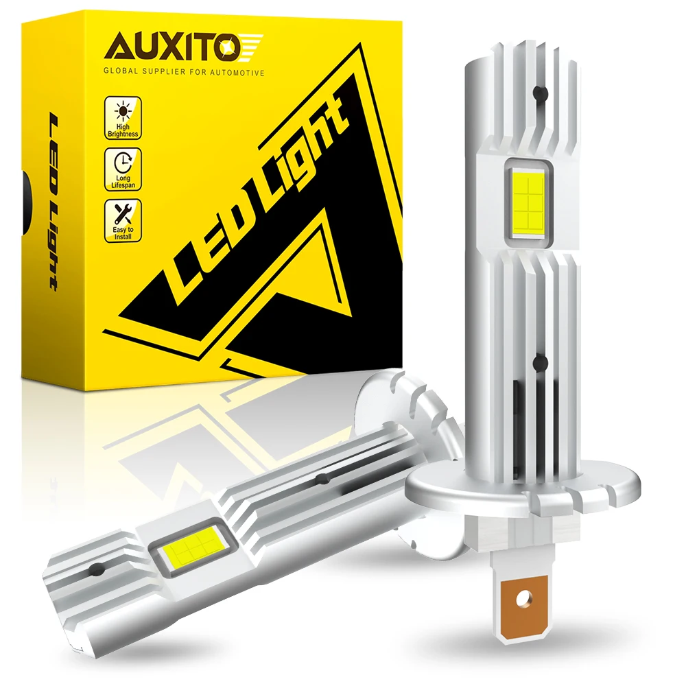 Auxito 2Pcs Canbus H1 Led 60W Faro Auto H1 Led Fendinebbia Fari Fanless 6500K 12000Lm Faro Abbagliante Super Luminoso