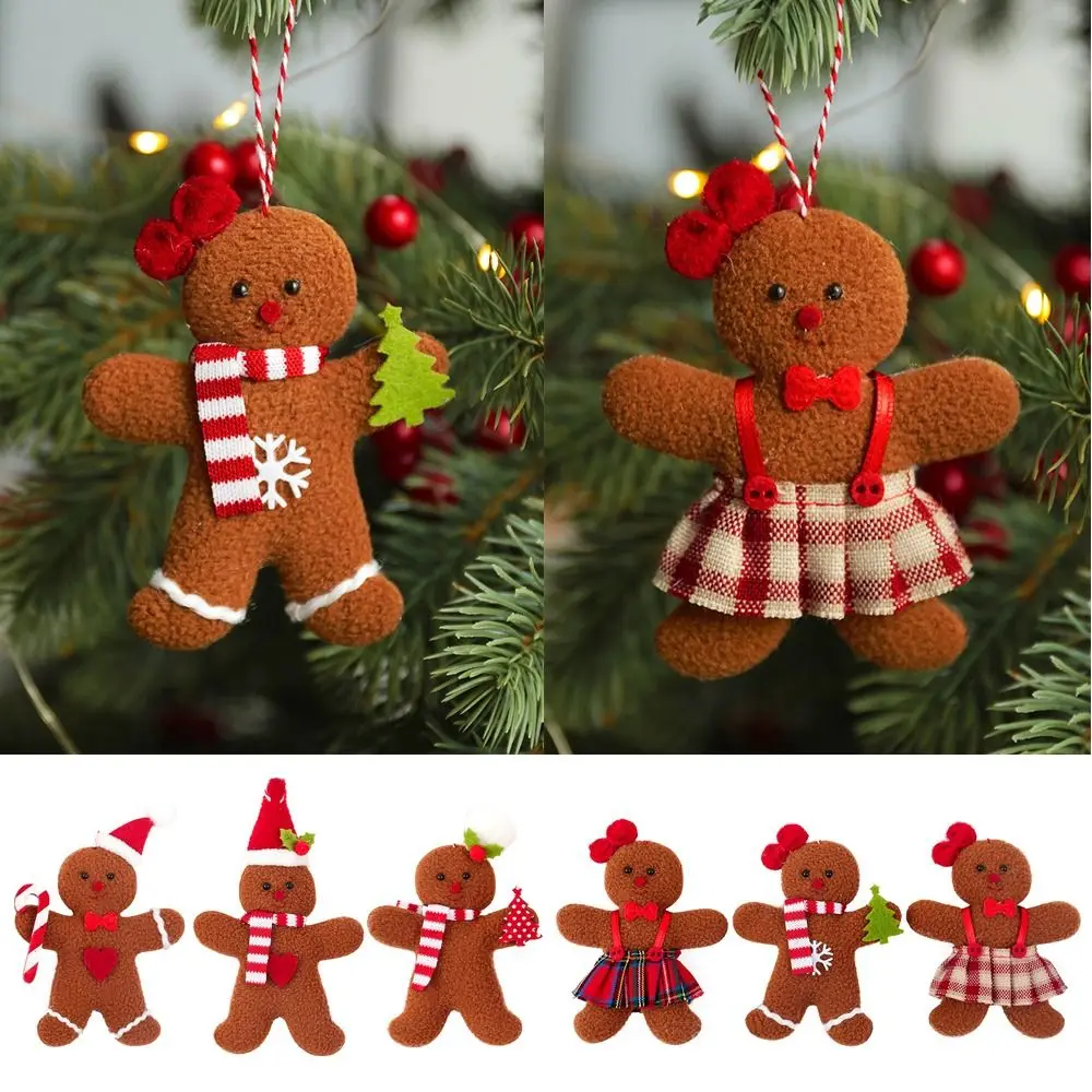 3Pcs Gingerbread Man Doll Christmas Hanging Pendant Party Supplies Brown Drop Ornaments Festival Favors Fai Da Te Buon Natale