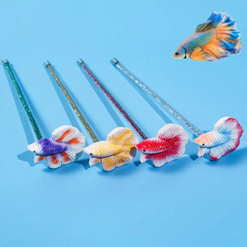 Fish Wand Toy Betta Stick Artificial Vivid Sape Aquarium Decor Long Pole Fish Training Teaser Wand Toy Fish Tank Supplies