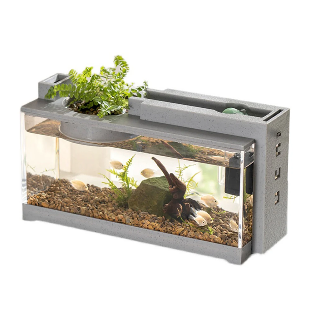 Small Betta Fish Tank Mini Aquarium Tank Starter Kit Usb Mute Filter Landscape Fish Tank Per Piccoli Spazi Decorazione Dropshipp