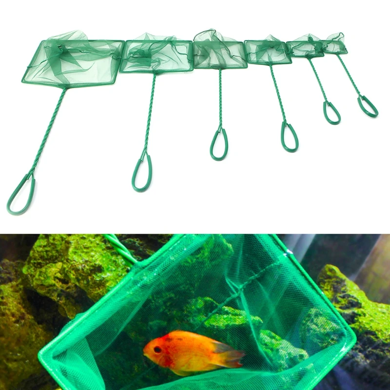 1Pc Green Aquarium Fish Tank Square Gamberetti Small Betta Tetra Fish Net 3 "-10" 6 Dimensioni