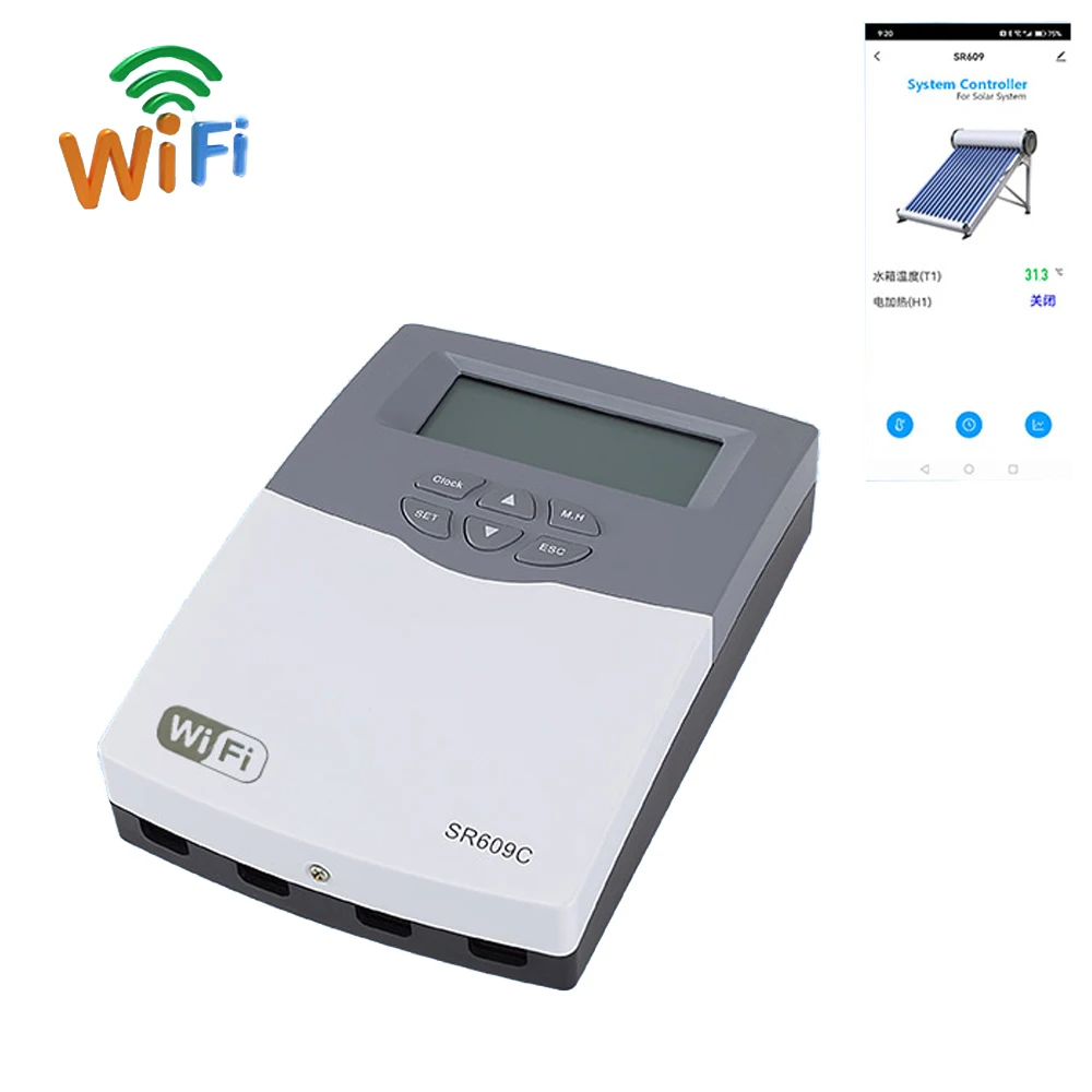 Controller Solare Intelligente Sr609C Per Scaldacqua Solare Pressurizzato Integrato Telecomando Wifi Opzionale