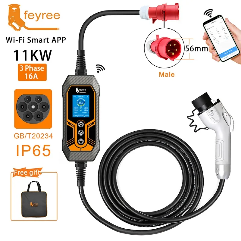 Feyree Selezionabile 11Kw 16A Solar Ev Stazione Di Ricarica Sport Car Wallbox Ac Ev Ricarica Per Caricabatterie Ev Trifase