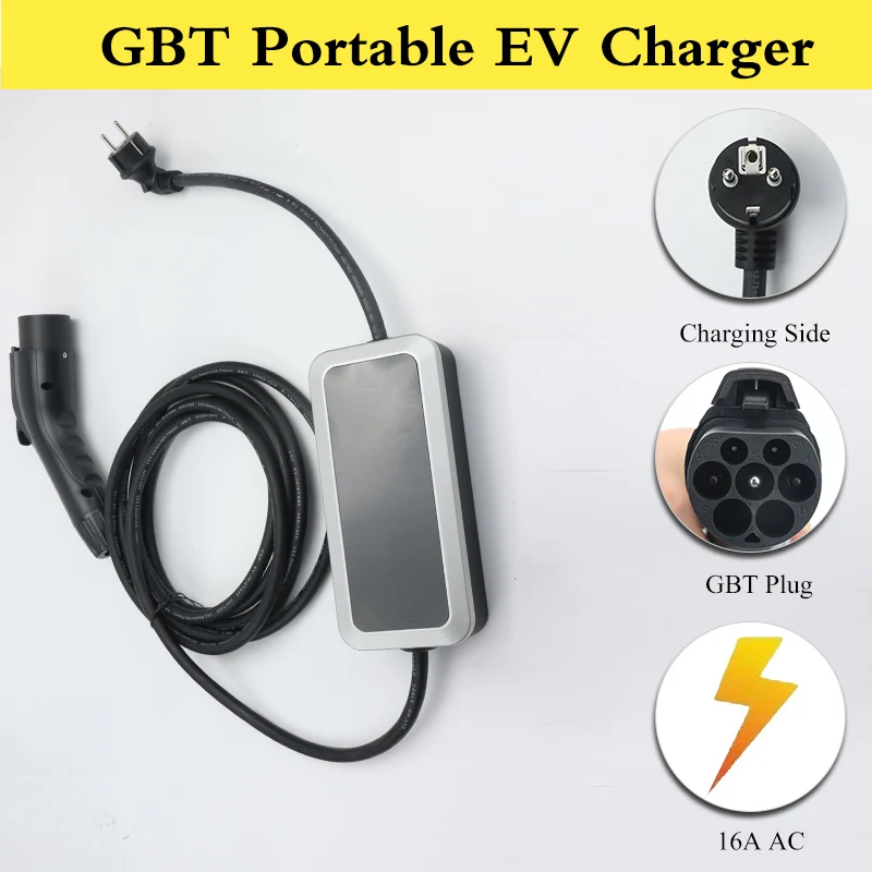 Caricabatterie Ev Portatile 16A 3.5 Kw Gbt Schuko Eu Plug Controller Per Auto Elettrica Regolabile Wallbox