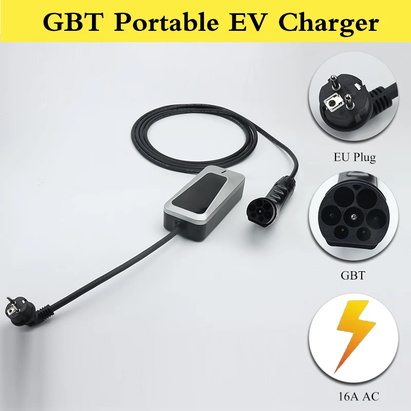 Veicolo Per Auto Elettrica 16A 3.5 Kw Gbt Caricatore Portatile Ev Schuko Eu Plug Controller Evse Regolabile Wallbox