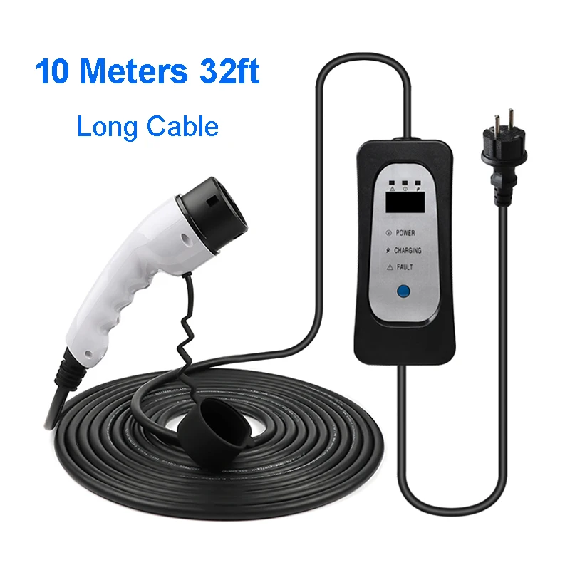 10 Metri Ev Cavo Di Ricarica Caricabatterie Batteria Mobile Wallbox Tipo 2 Mennekes Maneggiare Cavo Più Lungo Uso Domestico
