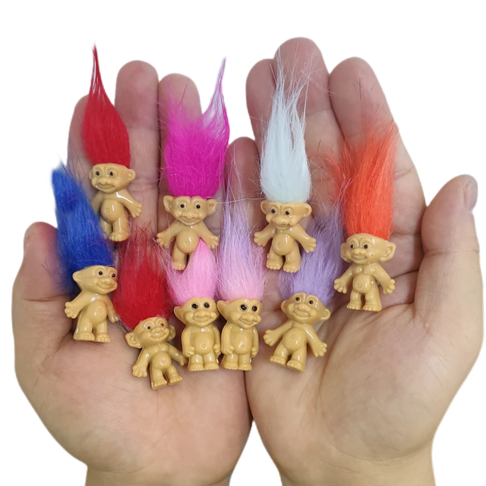 10 Pezzi Mini Buona Fortuna Troll Dolls Pvc Troll Vintage Lucky Doll Action Figures Simpatici Ragazzi Collezione Scuola Bomboniere