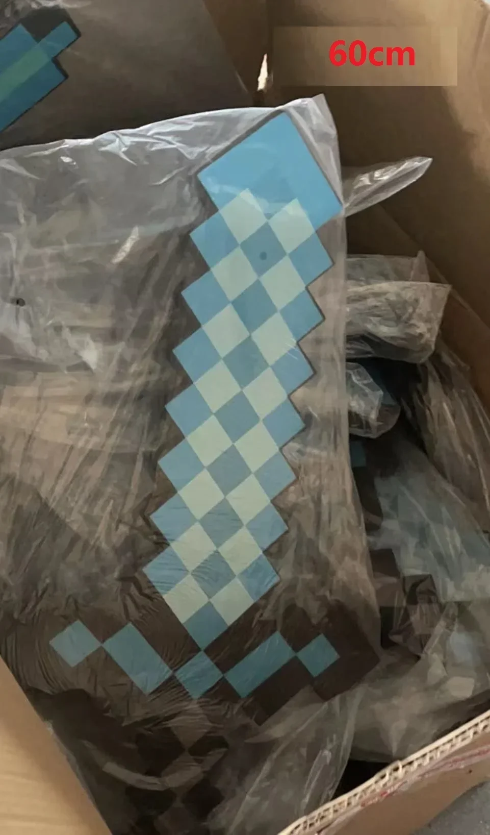 60Cm Minecraft Big Blue Diamond Sword Soft Eva Foam Toys Steve Ax Pala Kids Cosplay Toy Per Ragazzi Bambini Fan Regalo Di Compleanno