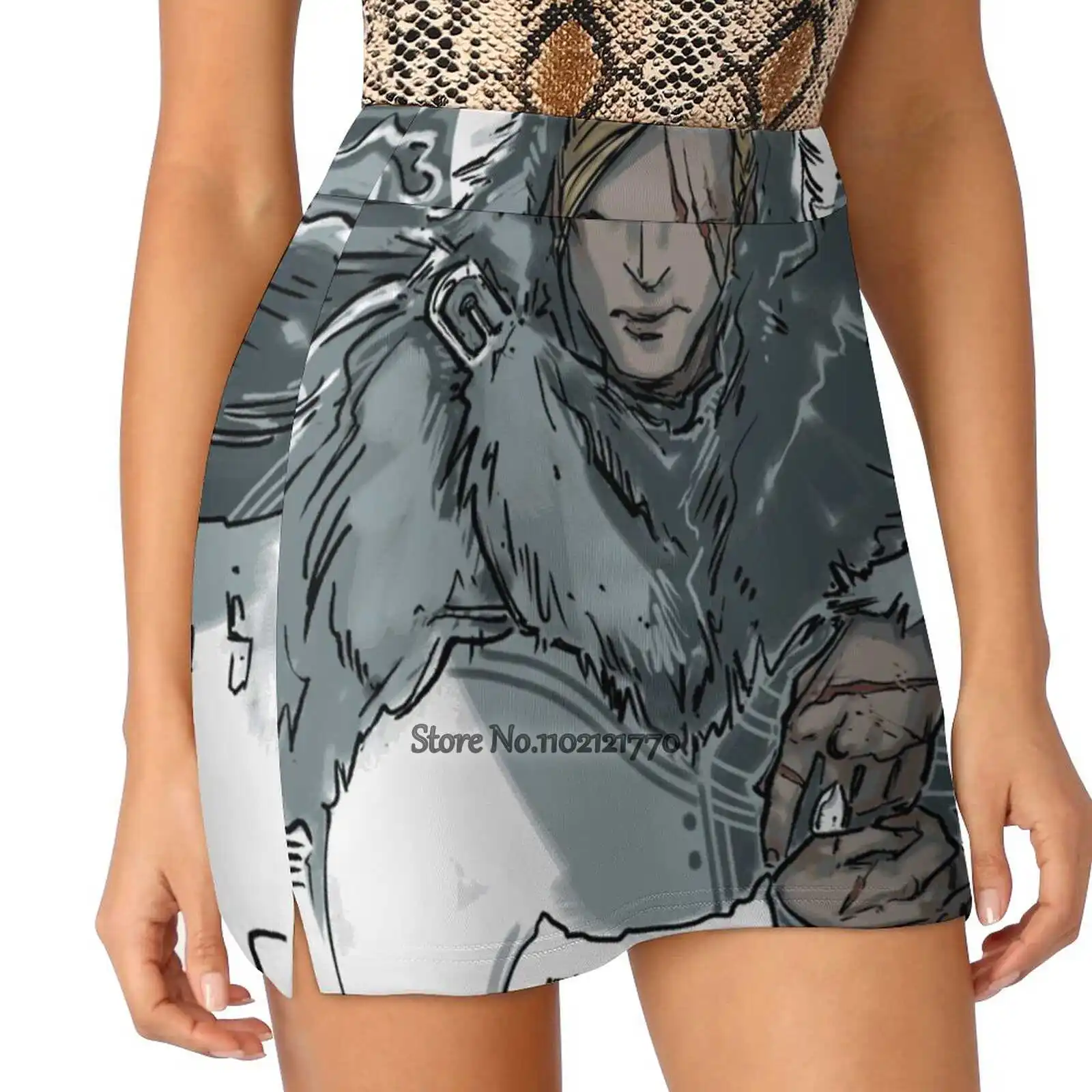 Lonely Wolf Women Tennis Gonne Golf Badminton Pantskirt Sport Phone Pocket Skort Wolf Guy Cicatrici Fur Night Moon Ladies Short