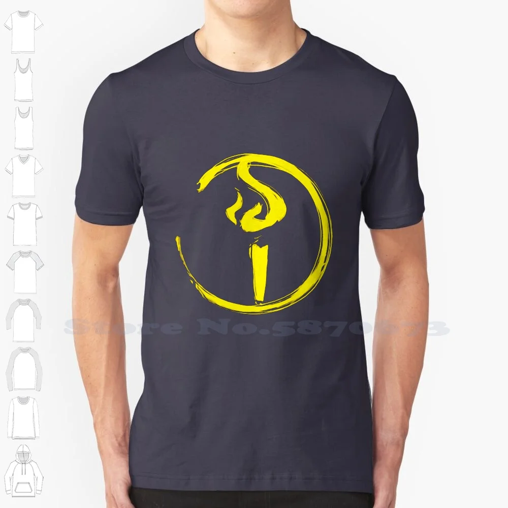 Light Bearer Symbol Fashion Vintage Tshirt Magliette Alan Wake Light Bearer Torch Flame Circle Giallo Arancione Glow Flare Armi